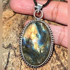 Beautiful Angle Flash Labradorite Crystal Pendant 2”